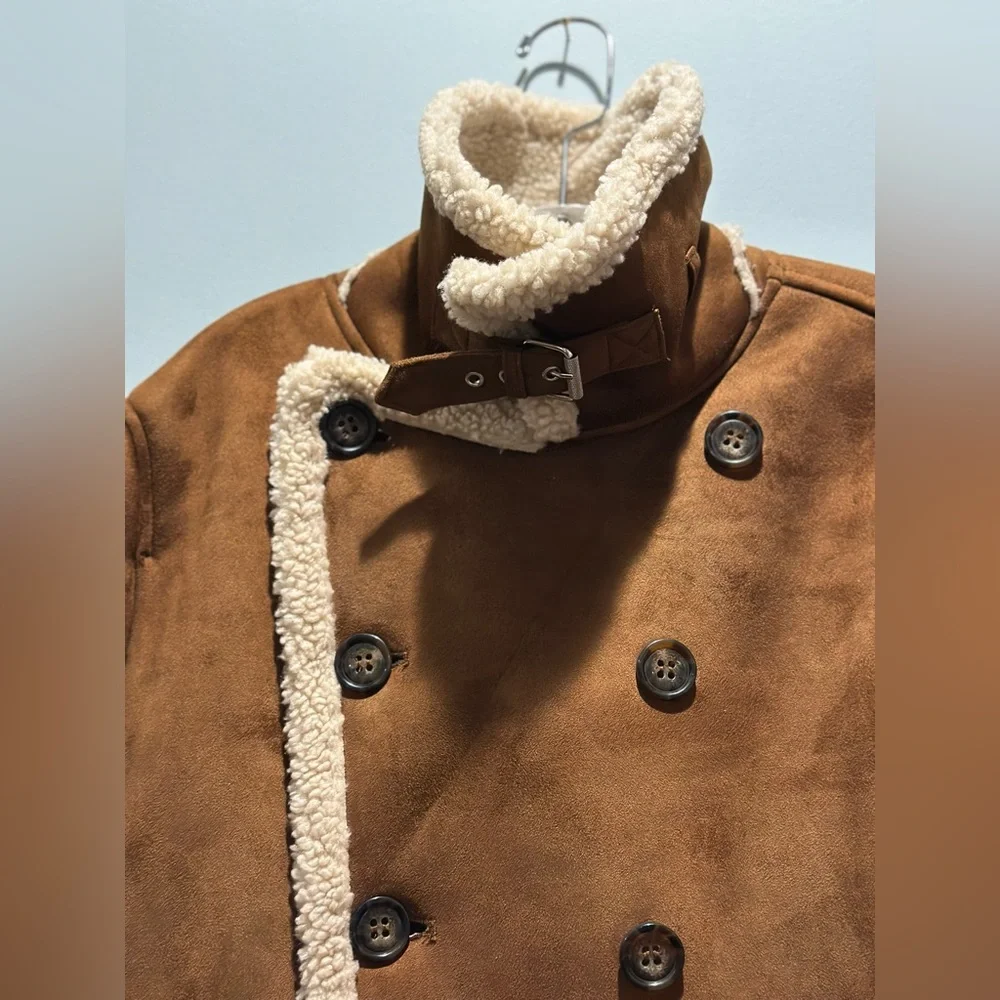 Guess Faux Fur Shearling Double Breasted Overcoat size Medium Mew with tags